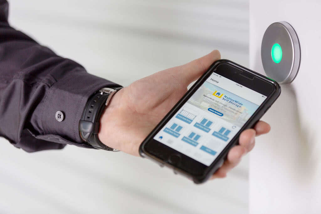 Customer accessing unit with NationWide's storage smart entry smartphone app
